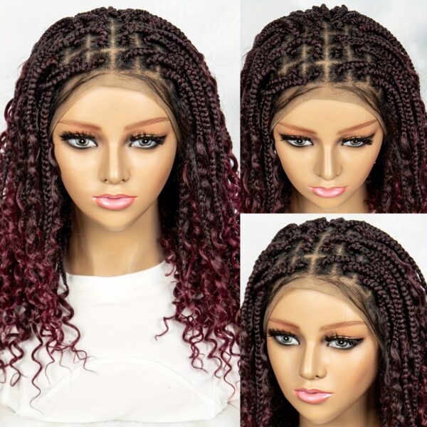 Women'S Vacation Style Full Lace Wig, High Temperature Fiber, 150% Density, Curly Braided Butterfly Lace Edge, Middle Length Goddess Wig for African Women - Image 9