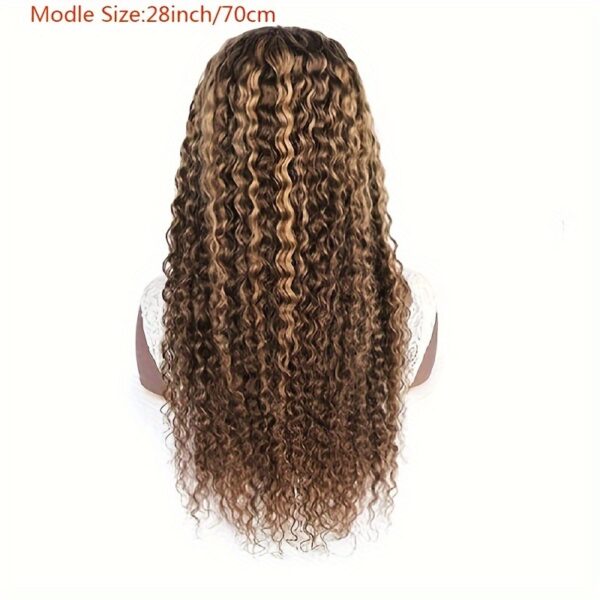 13x4 Highlight Ombre Water Wave Lace Front Wigs Human Hair Pre Plucked 4/27 Colored Glueless Wigs Water Wave Honey Blonde Curly Lace Frontal Wigs 180% Density Human Hair for Women with Baby Hair - Image 3