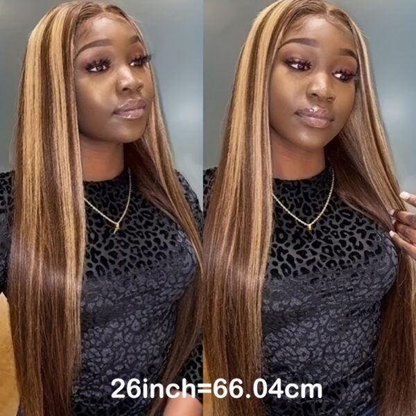 Highlight Straight 13x4 Lace Front Human Hair Wigs for Women P4/27 Highlight 13x4 Lace Frontal Human Hair Wigs 150% Density - Image 3