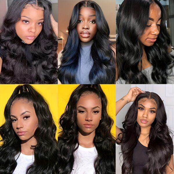 Funky Girl 13x6 Lace Front Body Wave Wig - Brazilian Remy Human Hair, Pre-Plucked with Baby Hair, 180% Density, Natural Black for Women, Elegant Style for All Ethnicities, Natural Hair Styling | Natural Hairline Wig | Soft Texture Wig - Image 9