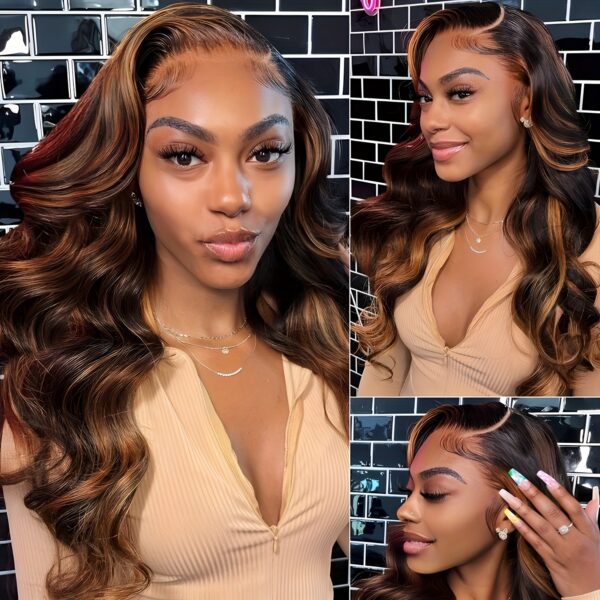 New Year'S Promotion 13x6 Highlight Lace Front Wig Human Hair Body Wave 180 Density HD Lace Front Wigs Human Hair Pre Plucked FB/30 Ombre Glueless Wigs 13x6 Lace Frontal Balayage Wigs Human Hair For Women - Image 11