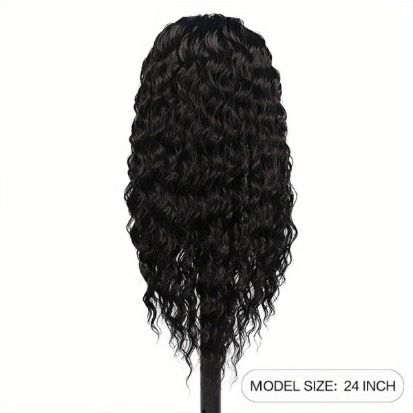 Headband Wigs Deep Wave Hair Wigs With Headband 24 Inch Long Wavy Synthetic Fiber Wigs With Headband Attached For Women - Image 11