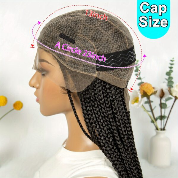 Women'S Vacation Style Full Lace Wig, High Temperature Fiber, 150% Density, Curly Braided Butterfly Lace Edge, Middle Length Goddess Wig for African Women - Image 8
