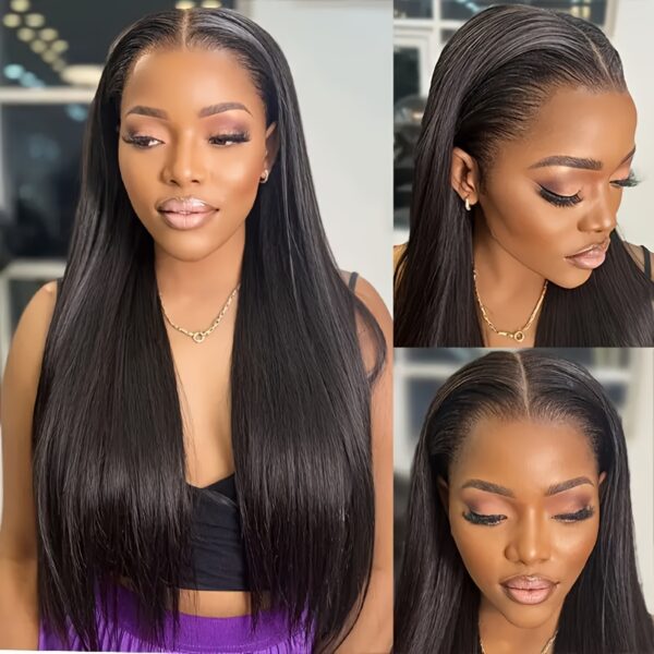 Yavida Glueless Human Hair Wig - 150% Density Straight 4x4 HD Lace Closure, Pre-Plucked & Pre-Cut, No Glue Needed, Ready to Wear for Women, Natural Look with Hairs, Versatile Styling Options, Versatile Hair Wig | Sleek Straight Wig | Realistic Hair Textur - Image 12