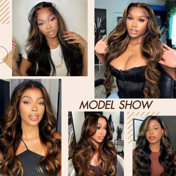 New Year'S Promotion 13x6 Highlight Lace Front Wig Human Hair Body Wave 180 Density HD Lace Front Wigs Human Hair Pre Plucked FB/30 Ombre Glueless Wigs 13x6 Lace Frontal Balayage Wigs Human Hair For Women - Image 13