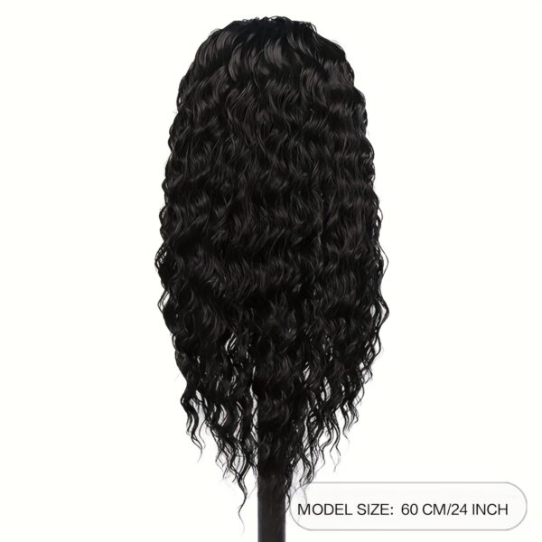 Headband Wigs Deep Wave Hair Wigs With Headband 24 Inch Long Wavy Synthetic Fiber Wigs With Headband Attached For Women - Image 4