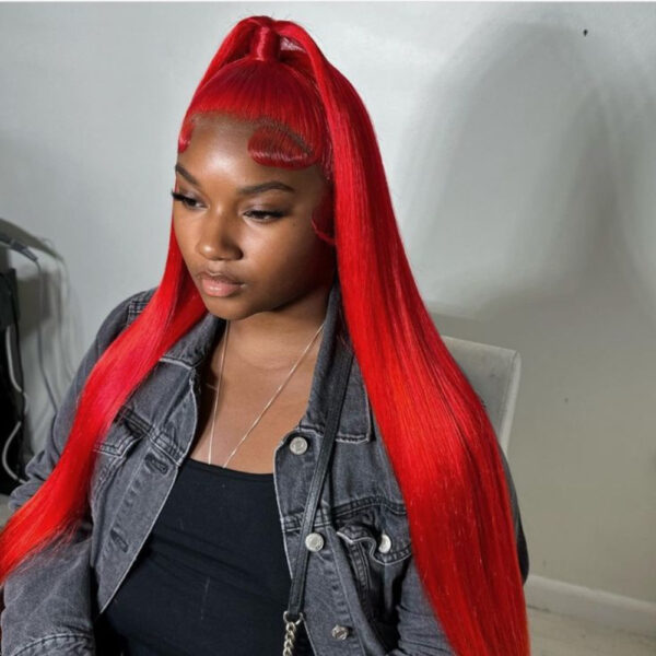 Brazilian Human Hair Wig | 13x4 HD Lace Frontal | Pre-Plucked with Hair | Straight Red | 200% Density | Natural Hairline | All-Season Comfort | Durable & Versatile Styling Options for Wome - Image 8
