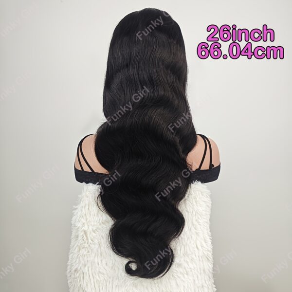 Funky Girl Brazilian Remy Human Hair Wig - Body Wave 13x6 Transparent Lace Front, Pre-Plucked with Baby Hair, 180% Density, Natural Black for Women, Elegant Style for All Ethnicities, Special Occasion Wig | Seamless Lace Front | Soft Texture Wig - Image 6