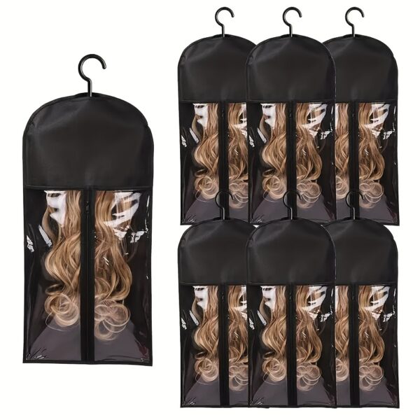 6pcs Wig Storage Bags with Hangers - Durable Hair Extension Organizer for Multiple Wigs & Accessories - Image 3