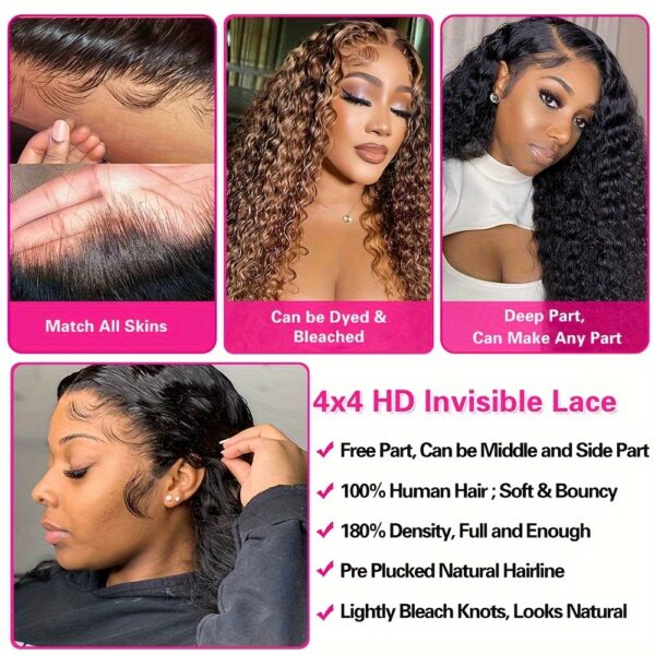 Yavida Water Wave Lace Front Wig - 13x4 HD Transparent Glueless Design, Pre-Plucked with Baby Hair, 150% Density, Natural Black for Women, Perfect for Everyday or Vacation Style - Image 8