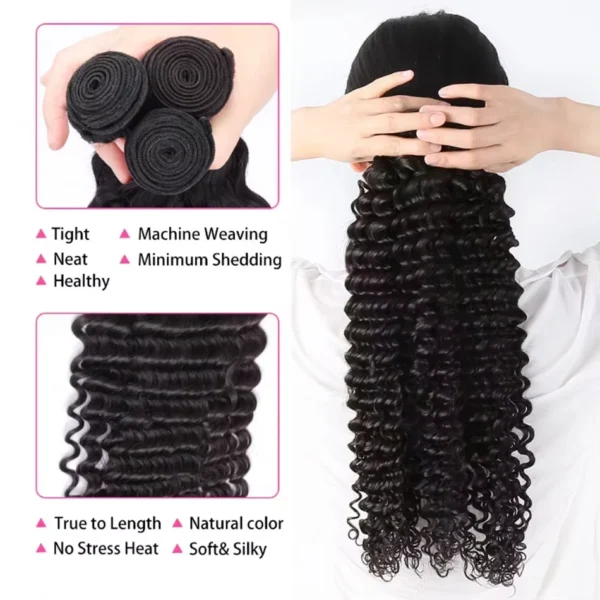 Raw 100% Human Hair Bundles Brazilian Water Wave Bundles Human Hair 1/3/4 Pcs Burmeses Curly Remy Double Weft Virgin Extensions - Image 2