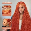 YKB Ginger 30 Inch Curly Wigs 13x6 HD Lace Front Wig Human Hair Deep Wave 14x4 Frontal Preplucked Orange 350 Colorled For Women - Image 3