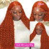 YKB Ginger 30 Inch Curly Wigs 13x6 HD Lace Front Wig Human Hair Deep Wave 14x4 Frontal Preplucked Orange 350 Colorled For Women - Image 2