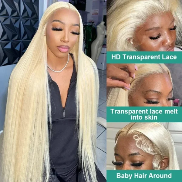 30 40 Inch Straight 613 Honey Blonde 13x6 HD Lace Frontal Wigs 13x4 Transparent Lace Front Human Hair Wig Brazilian Preplucked - Image 2