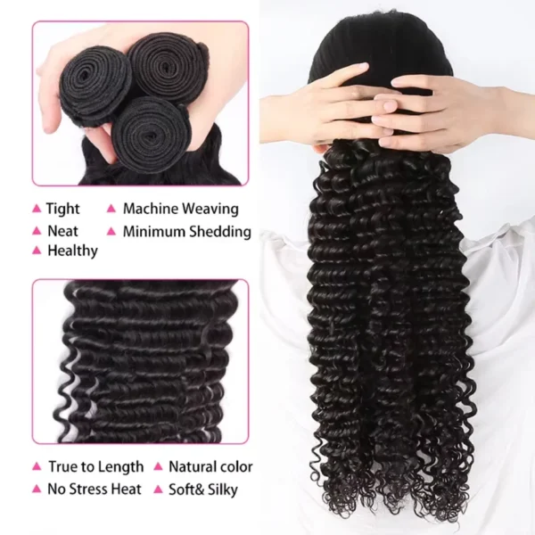 Raw 100% Human Hair Bundles Brazilian Water Wave Bundles Human Hair 1/3/4 Pcs Burmeses Curly Remy Double Weft Virgin Extensions - Image 16