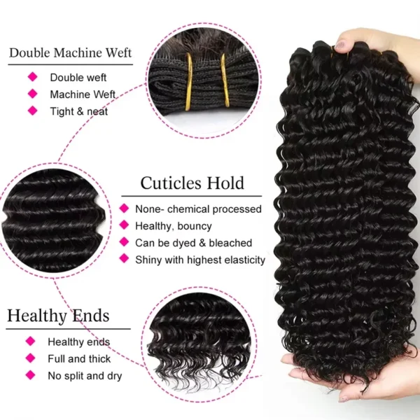 Raw 100% Human Hair Bundles Brazilian Water Wave Bundles Human Hair 1/3/4 Pcs Burmeses Curly Remy Double Weft Virgin Extensions - Image 15