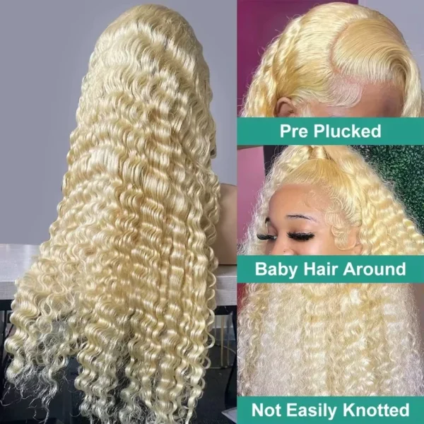 30 Inch 13x6 Transparent HD 613 Honey Blonde Deep Wave Lace Frontal Wigs Brazilian 13x4 Curly Colored Lace Front Human Hair Wigs - Image 4