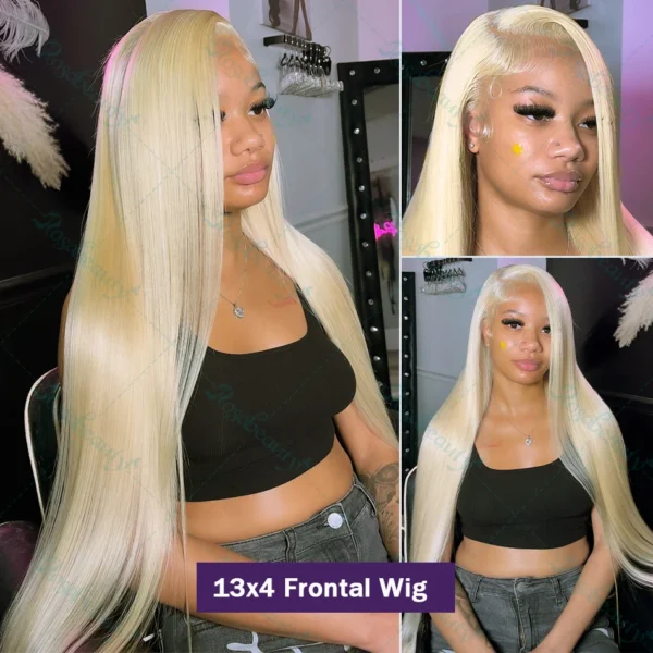 250% 613 Honey Blonde 13x6 HD Transparent Lace Front Human Hair Wigs For Women 34 36 Inch Straight 13x4 Lace Frontal Wig - Image 2