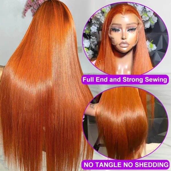 Ginger Orange 30 40 Inch Straight Brazilian 250 Density 13x5 Lace Front Human Hair Wigs 13x6 HD Lace Frontal Wig For Black Women - Image 5