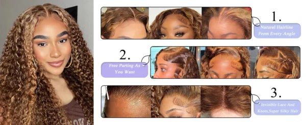 Loose Deep Wave Wig Human Hair Ready To Wear13x4 13x6 Lace Closure Curly Highlight Ombre 4/27 Preplucked Hairline Pre Cut - Image 8