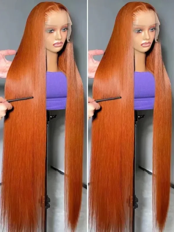Ginger Orange 30 40 Inch Straight Brazilian 250 Density 13x5 Lace Front Human Hair Wigs 13x6 HD Lace Frontal Wig For Black Women - Image 8
