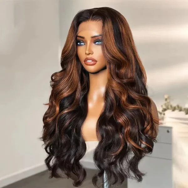 300% High Density Ombre Highlight Body Wave 13x4 HD Lace Front Human Hair Wig 1B/30 Black Brown Colored 13x6 Lace Frontal Wigs - Image 7