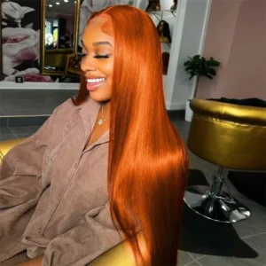 Ginger Orange 30 40 Inch Straight Brazilian 250 Density 13x5 Lace Front Human Hair Wigs 13x6 HD Lace Frontal Wig For Black Women