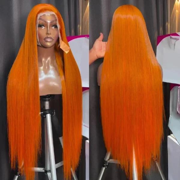 Ginger Orange 30 40 Inch Straight Brazilian 250 Density 13x5 Lace Front Human Hair Wigs 13x6 HD Lace Frontal Wig For Black Women - Image 7