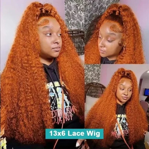 Curly Ginger Human Hair Wigs 13x6 Hd Lace Front Wig Deep Wave 30 Inch High Density Colored 13x4 Lace Frontal Brazilian Choice - Image 7