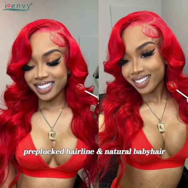 Hot Red 13X6 Lace Front Human Hair Body Wave 30 Inch 99J Burgundy Colored Lace Frontal Wigs Brazilian Curly Wigs For Black Women - Image 10