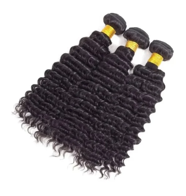 Rosabeauty Curly Human Hair Bundles With Transparent Deep Wave Brazilian Extension for Women Weave 3 4 Bundles Natural Color - Image 3