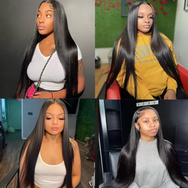 40 48 52 inches 200 Density Straight 13x6 HD Transparent Lace Natural Color Brazilian Human Hair Wig For Women Frontal Lace Wig - Image 4