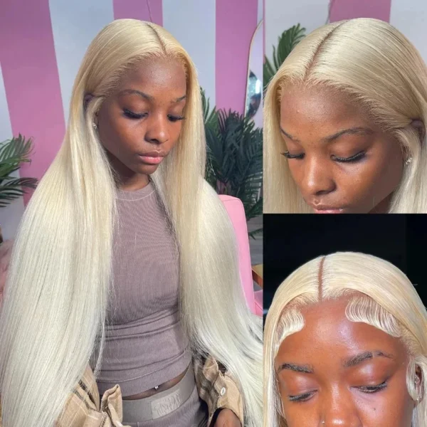 613 Hd Lace Frontal Wig 13x6 Bone Straight Blonde Lace Front Wig Human Hair 30 Inch Pre Plucked 13x4 Honey Blond Lace Front Wigs - Image 2
