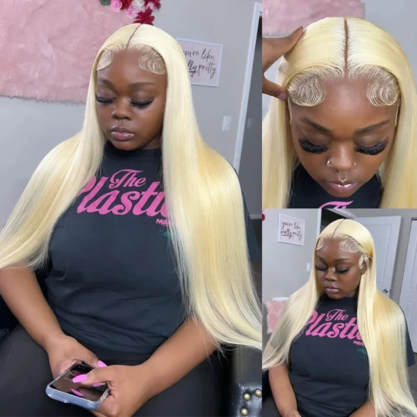 613 Hd Lace Frontal Wig 13x6 Bone Straight Blonde Lace Front Wig Human Hair 30 Inch Pre Plucked 13x4 Honey Blond Lace Front Wigs - Image 4