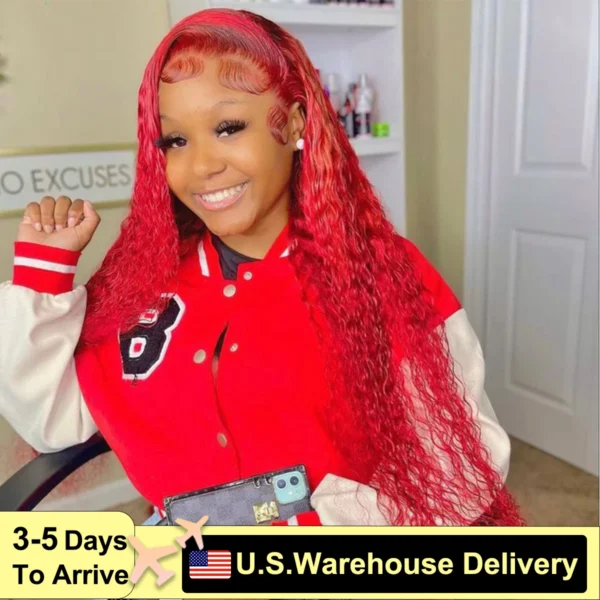 26 Inch Deep Wave 13X4 HD Lace Frontal Wig Human Hair Red Lace Front Human Hair Wigs 13X6 Lace Front Wigs Pre Plucked For Women