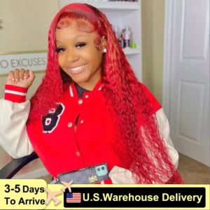 26 Inch Deep Wave 13X4 HD Lace Frontal Wig Human Hair Red Lace Front Human Hair Wigs 13X6 Lace Front Wigs Pre Plucked For Women