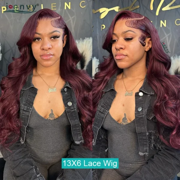 Hot Red 13X6 Lace Front Human Hair Body Wave 30 Inch 99J Burgundy Colored Lace Frontal Wigs Brazilian Curly Wigs For Black Women - Image 24