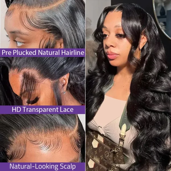 13x6 Natural Color Body Wave HD Lace Transparent Front Wig 30 36 Inch 180 Density Human Hair Lace Frontal Wigs For Women - Image 2