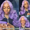 13x6 Purple Lace Front Human Hair Wig 613 Blonde Long Straight Brazilian Remy Pre-Plucked Lavender Colored Wig for Women - Image 9