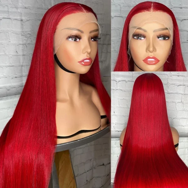 30 40 Inch Brazilian Red 13x6 HD Lace Front Human Hair Wigs 200% Red Color Straight 13X4 Transparent Lace Frontal Wig For Women - Image 5
