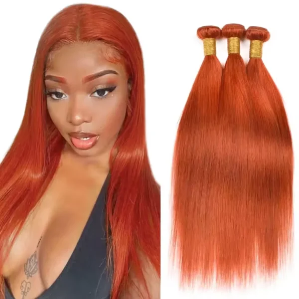 Rosabeauty #350 Ginger Orange Straight Human Hair Bundles Brazilian 100% Human Hair Bundles Extension 2 4 Bundles For Women - Image 7