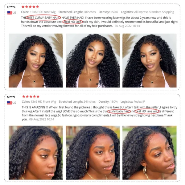 13x6 Hd 250 Density Afro Kinky Curly Wig 100% Human Hair 13x4 4c Edges Frontal Deep Wave Curly Lace Front Wigs For Women on sale - Image 7