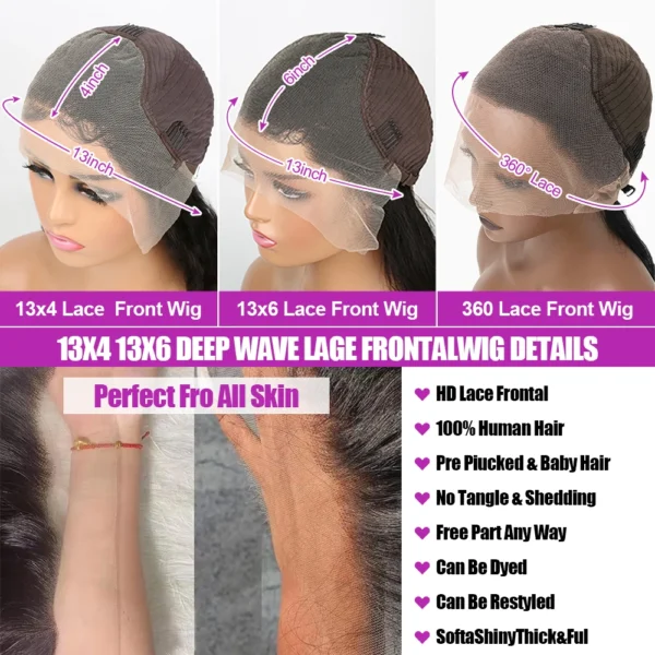 40 50 Inch Bone Straight HD Lace Wig 13x6 Human Hair Brazilian 360 Full Lace Front Wigs For Women 13x4 Human Hair Wig Preplucked - Image 6
