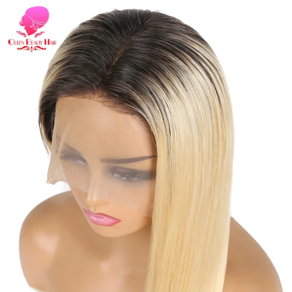 13x6 Lace Frontal Wig 1B 613 Ombre Blonde Full Lace Human Hair Wig Dark Roots Pre Plucked  Lace Front Human Hair Wigs for Women - Image 11