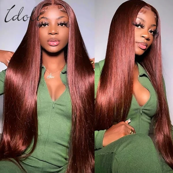 Reddish Brown Lace Front Wigs Human Hair For Black Women 13x4 13X6 Straight Lace Front Wigs Cooper Red Glueless Wigs - Image 4