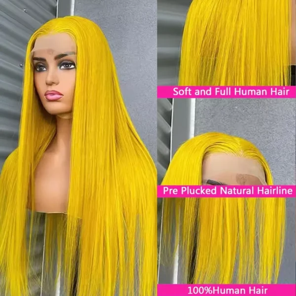 250 Density Yellow Wigs Colored 13x6 HD Transparent Lace Frontal Wig Brazilian Lace Front Remy Human Hair Wigs For Black Women - Image 2