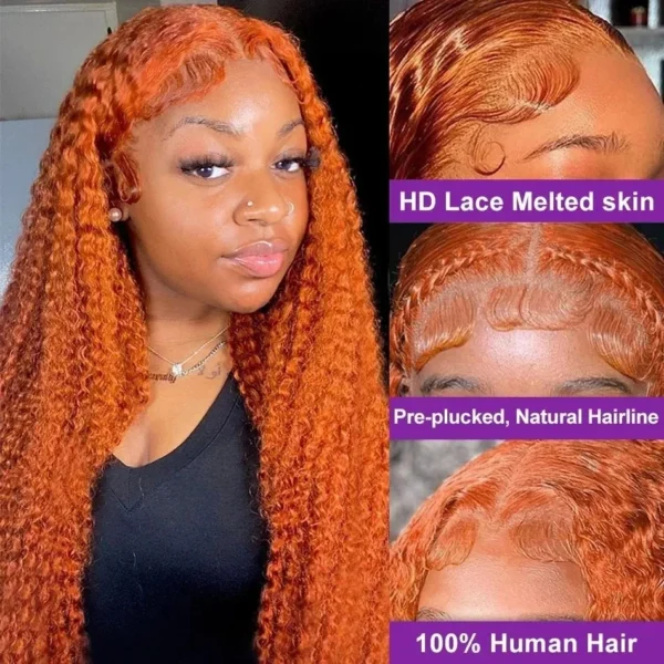 Curly Ginger Human Hair Wigs 13x6 Hd Lace Front Wig Deep Wave 30 Inch High Density Colored 13x4 Lace Frontal Brazilian Choice - Image 12
