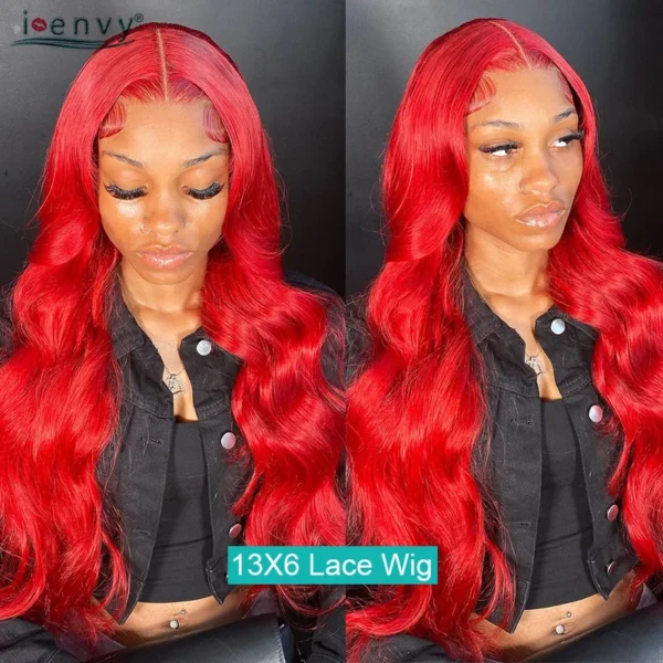 Hot Red 13X6 Lace Front Human Hair Body Wave 30 Inch 99J Burgundy Colored Lace Frontal Wigs Brazilian Curly Wigs For Black Women - Image 5