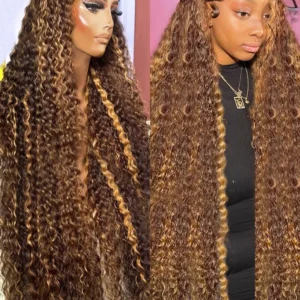 Highlight 13x6 Hd Lace Frontal Wig Human Hair Pre Plucked Deep Wave 30 40 Inch 13x4 Honey Blond Curly Lace Front Wigs Human Hair