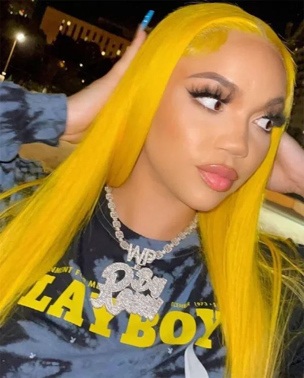 250 Density Yellow Wigs Colored 13x6 HD Transparent Lace Frontal Wig Brazilian Lace Front Remy Human Hair Wigs For Black Women - Image 13